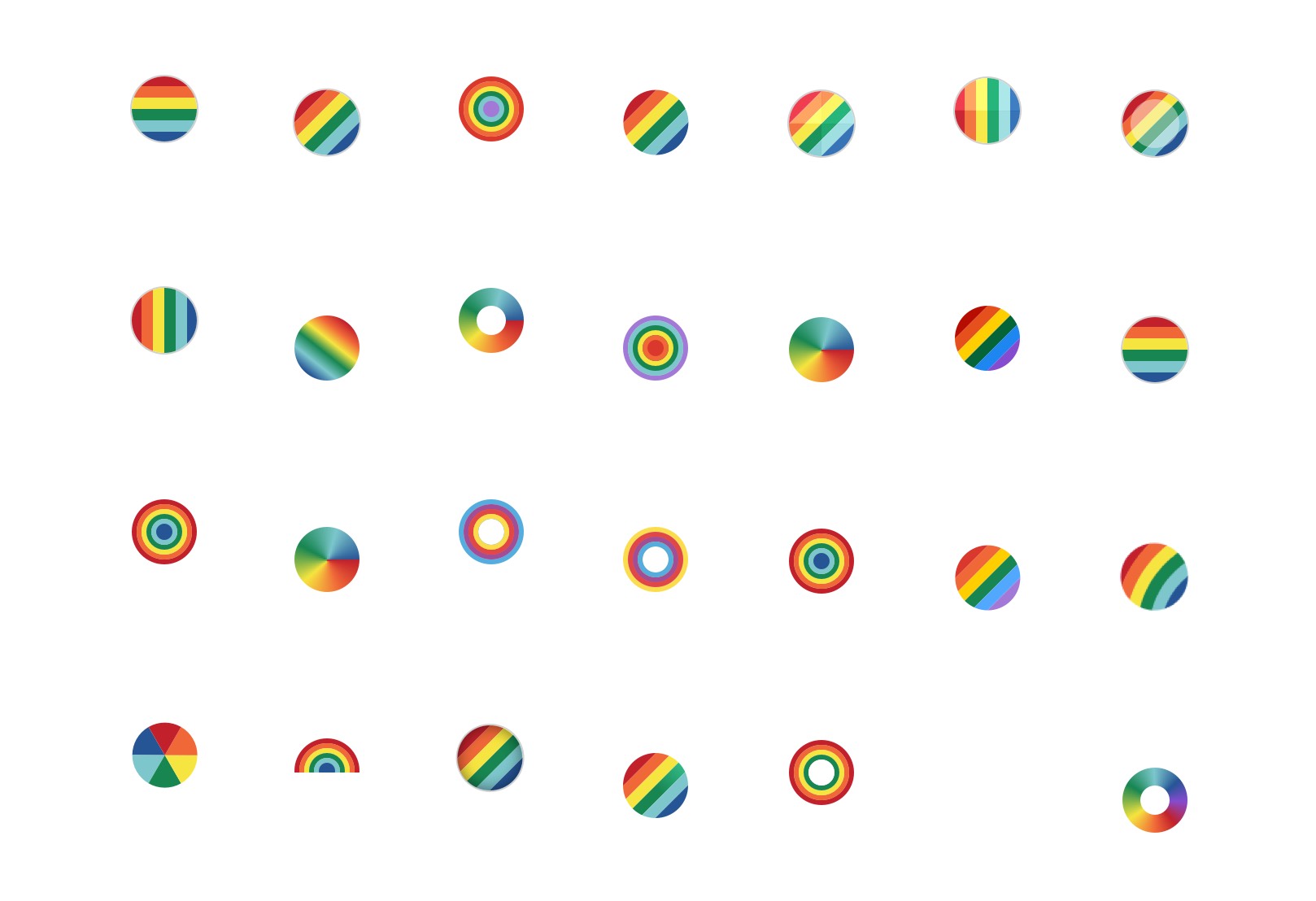 A sketch showing many different options for depicting rainbow.