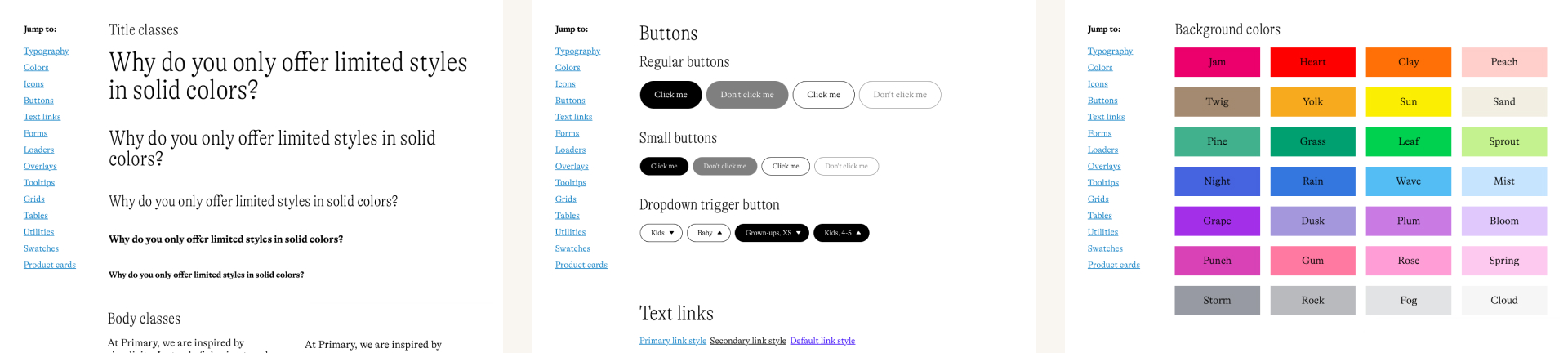 Screenshot of the  styleguide guidelines, updated to match the rebrand.